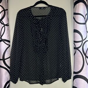 A.N.A Sheer Black with White Stars Blouse~L